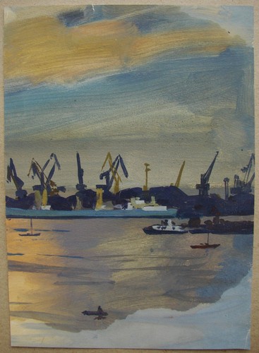Quadro gouache sovietico